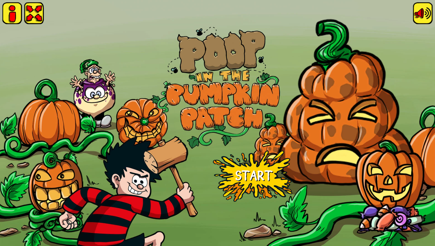 Poop in the Pumpkin Patch Game Welcome Screen Screenshot.