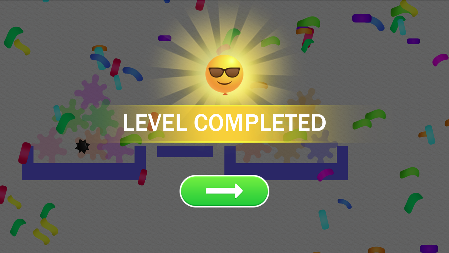 Pop the Balloons Game Level Completed Screen Screenshot.