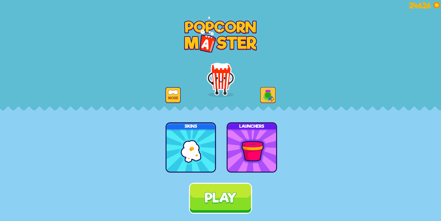 Popcorn Master Game Welcome Screen Screenshot.