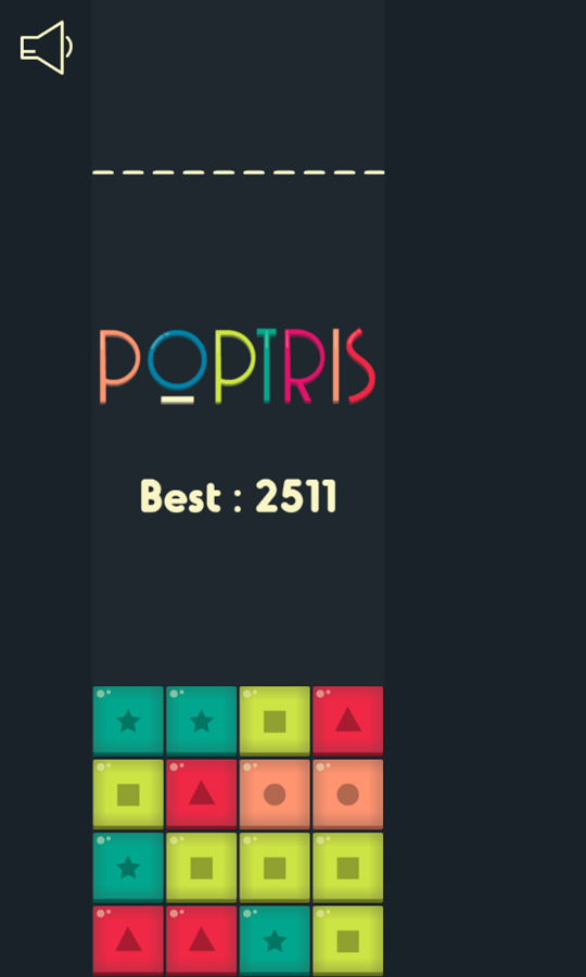 Poptris Game Welcome Screen Screenshot.