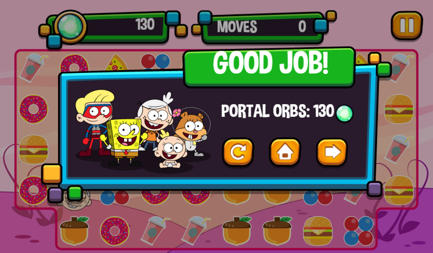 Portal Chase Game Snack Match Complete Screenshot.