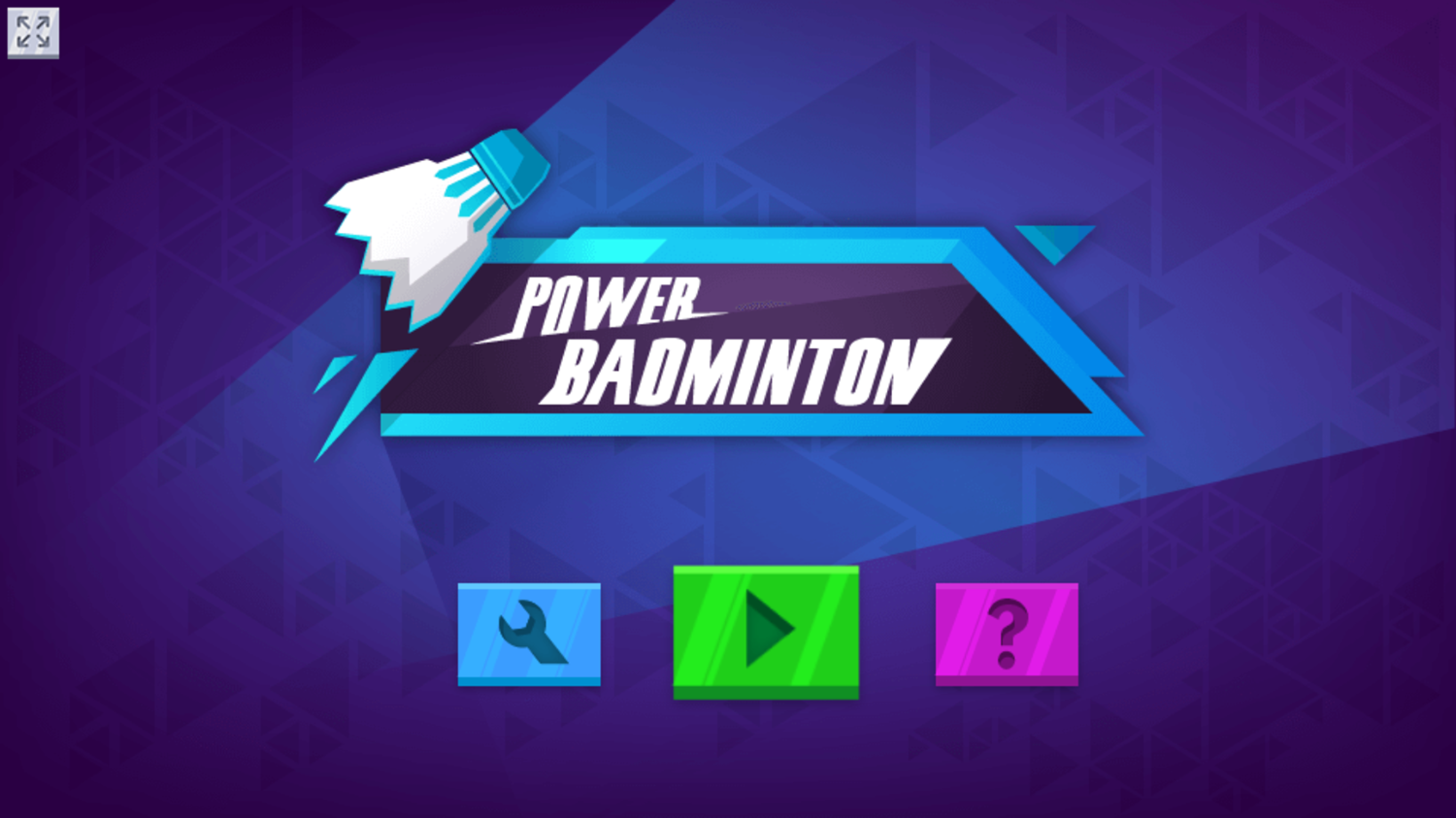 Power Badminton Game Welcome Screen Screenshot.