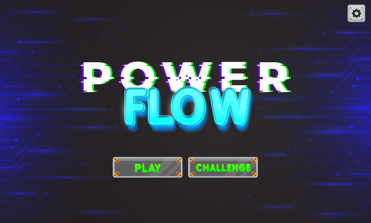 Power Flow Game Welcome Screen Screenshot.