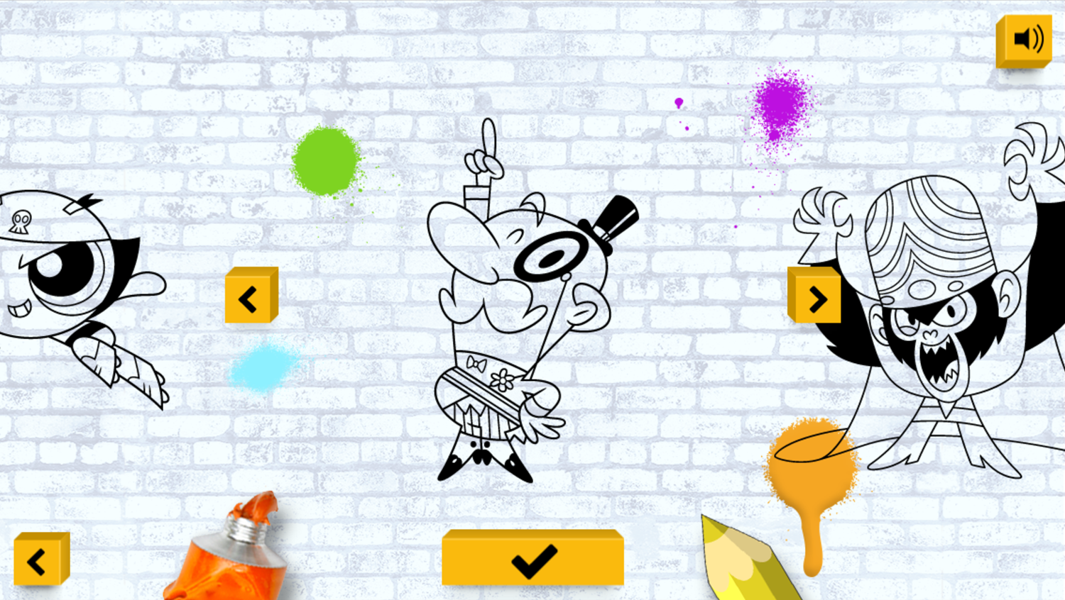 Powerpuff Girls Color In Game Scene Selection Screen Screenshot.