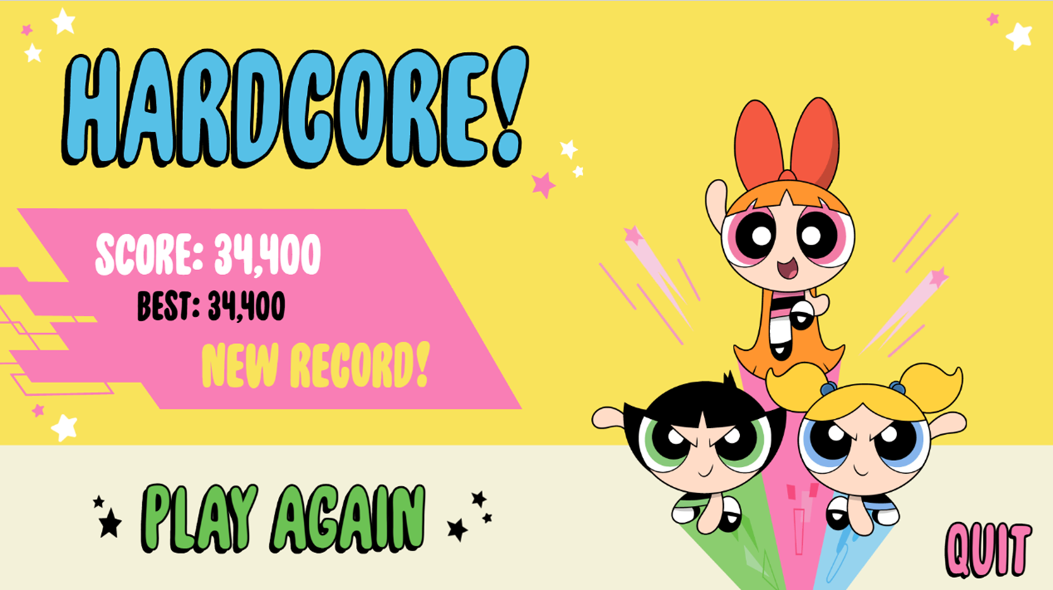 Powerpuff Girls Mech Mayhem Game Over Screenshot.