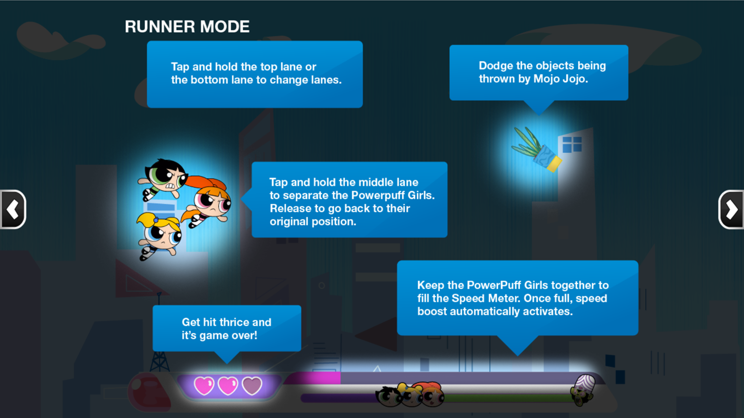 Powerpuff Girls Mojo Mayhem Flying Instructions Screenshot.