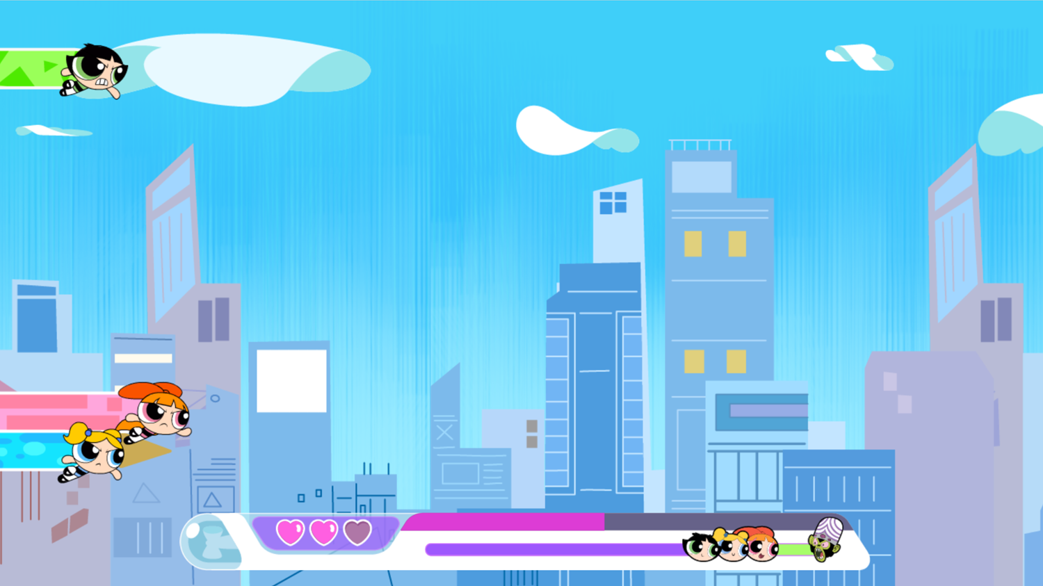 Powerpuff Girls Mojo Mayhem Flying Game Screenshot.