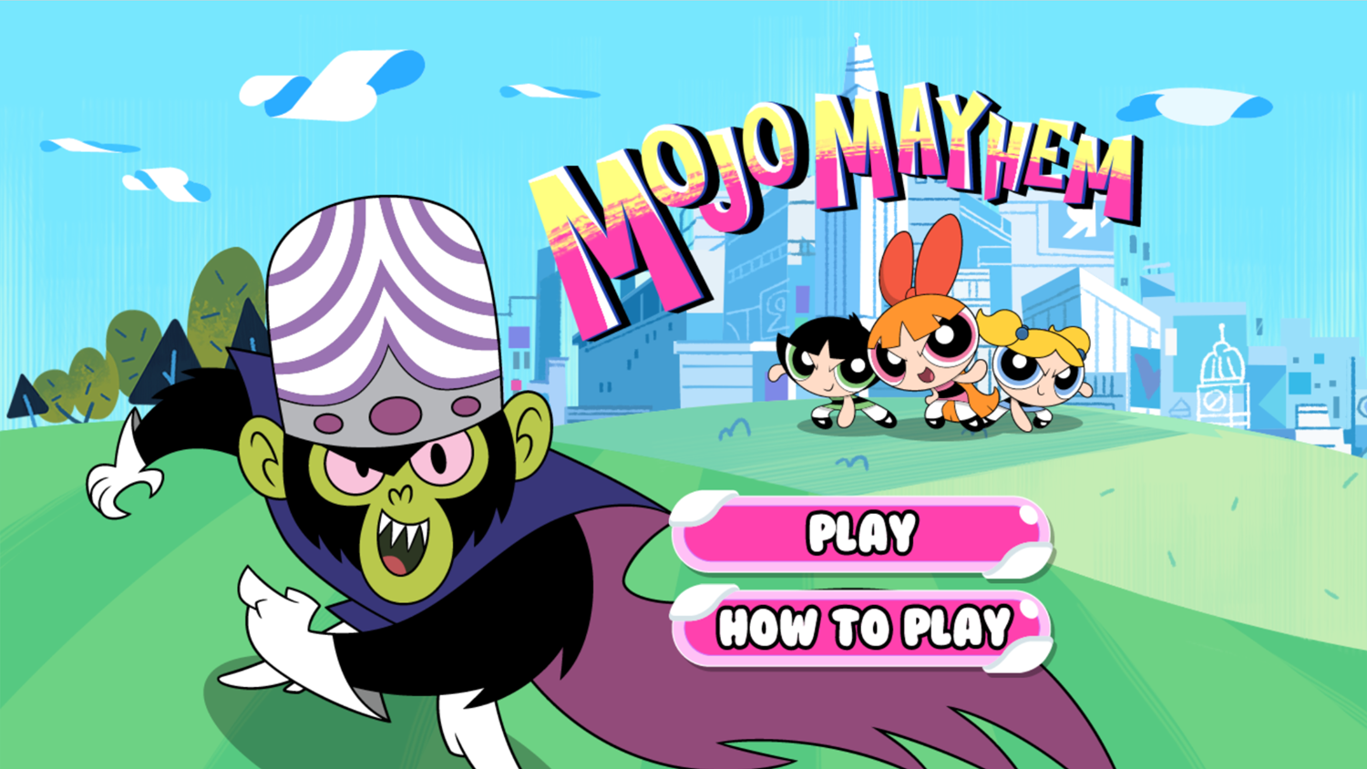 Powerpuff Girls Mojo Mayhem Welcome Screen Screenshot.