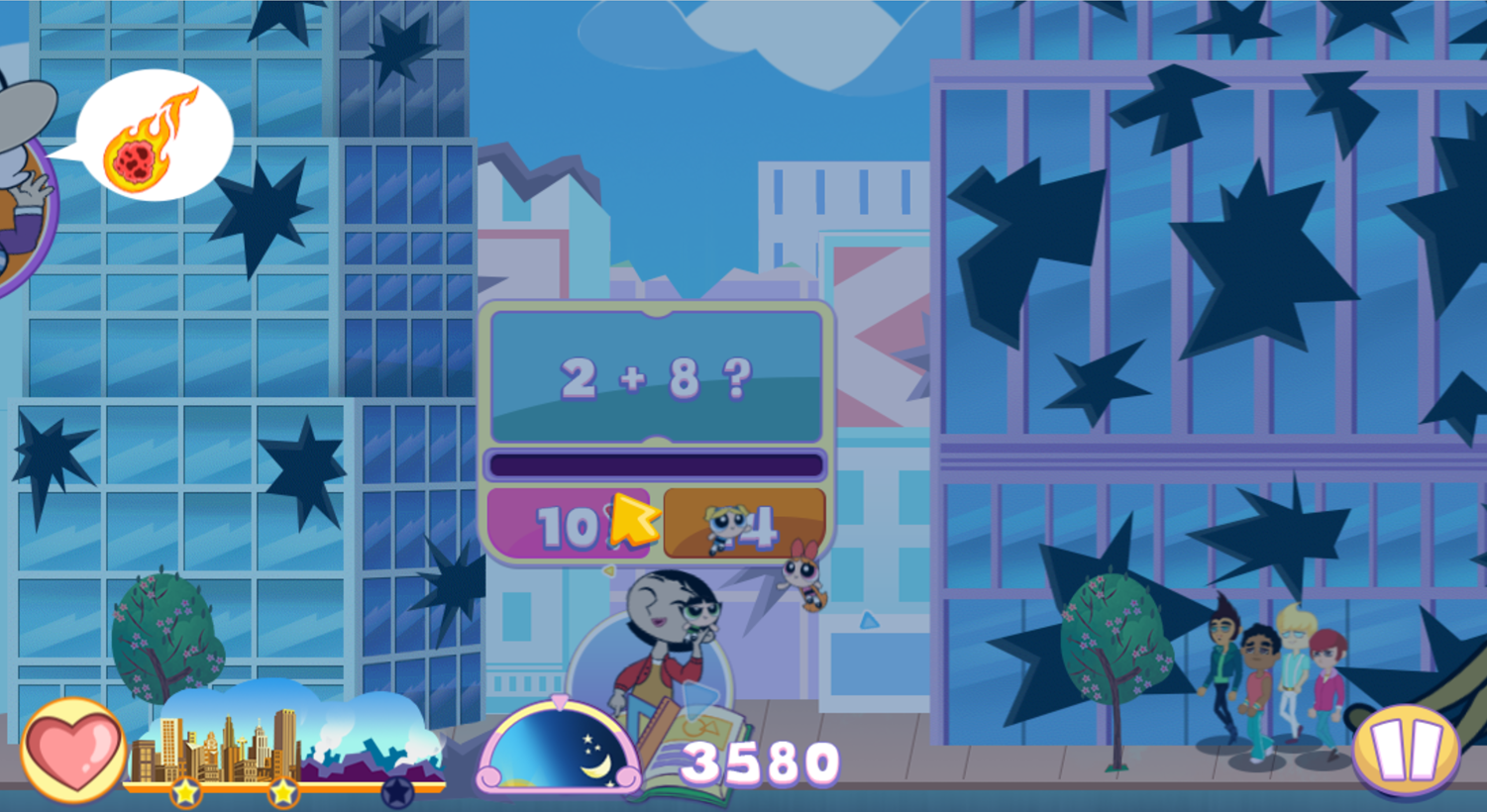 Powerpuff Girls Panic in Townsville Math Question Screenshot.