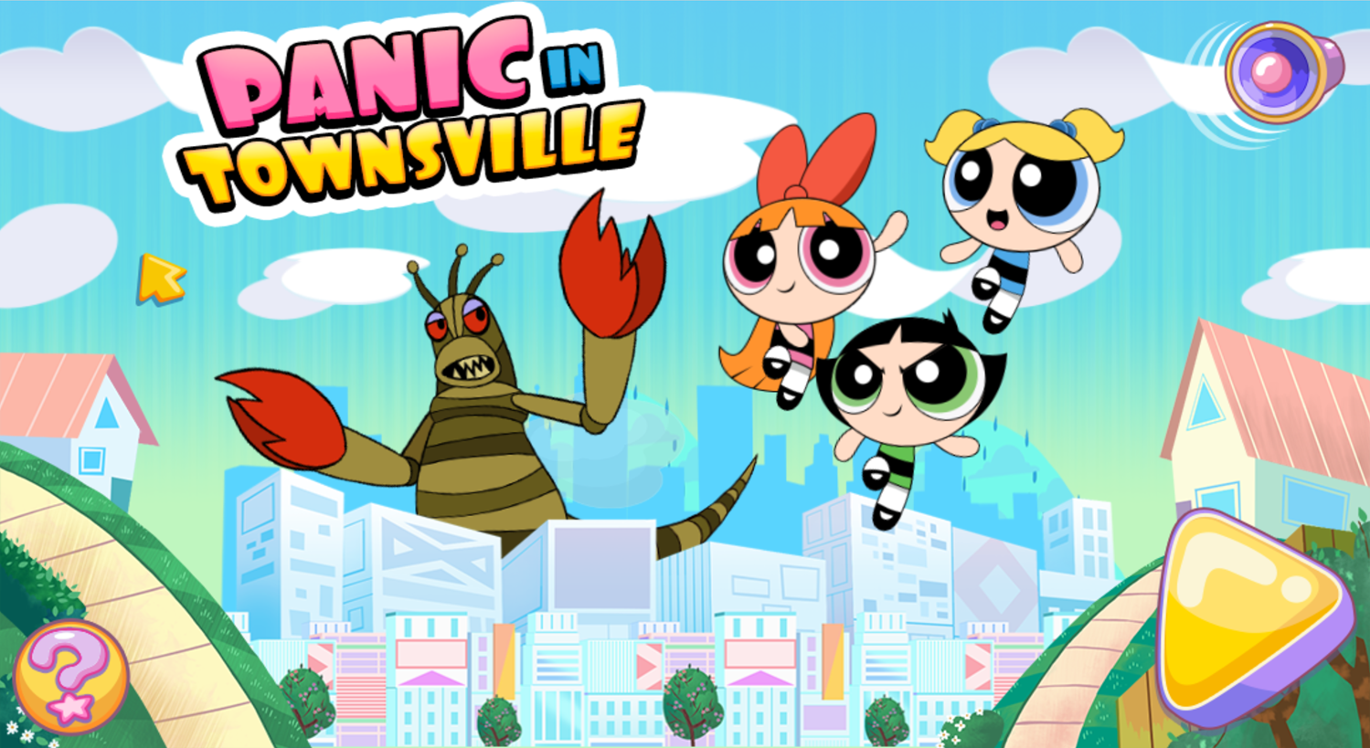 Powerpuff Girls Panic in Townsville Welcome Screen Screenshot.