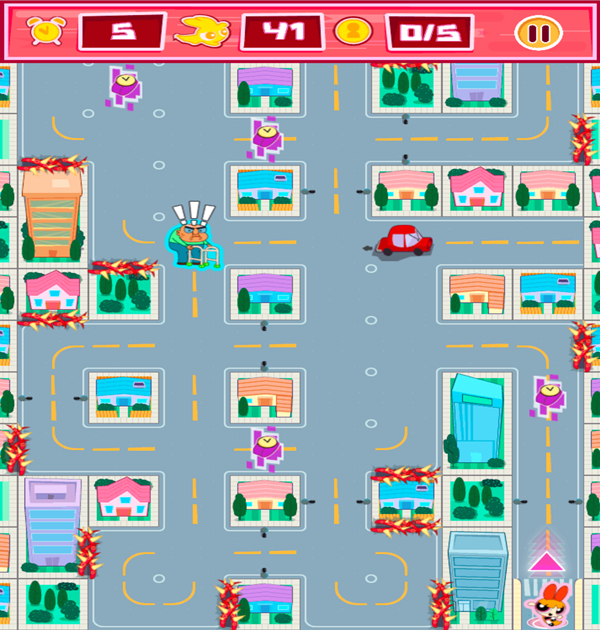 Powerpuff Girls Rush Hour Game Final Level Screenshot.