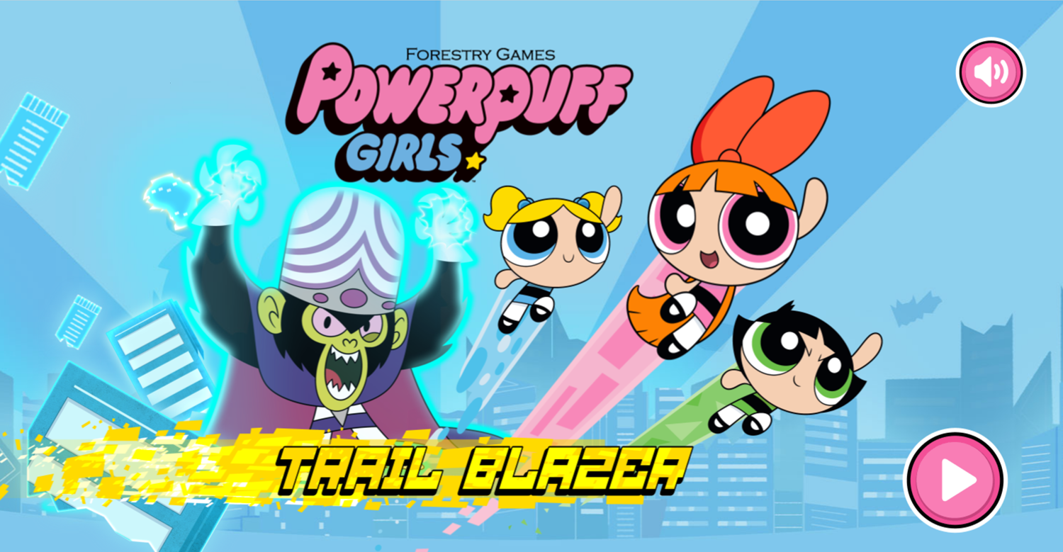 Powerpuff Girls Trail Blazer Welcome Screen Screenshot.