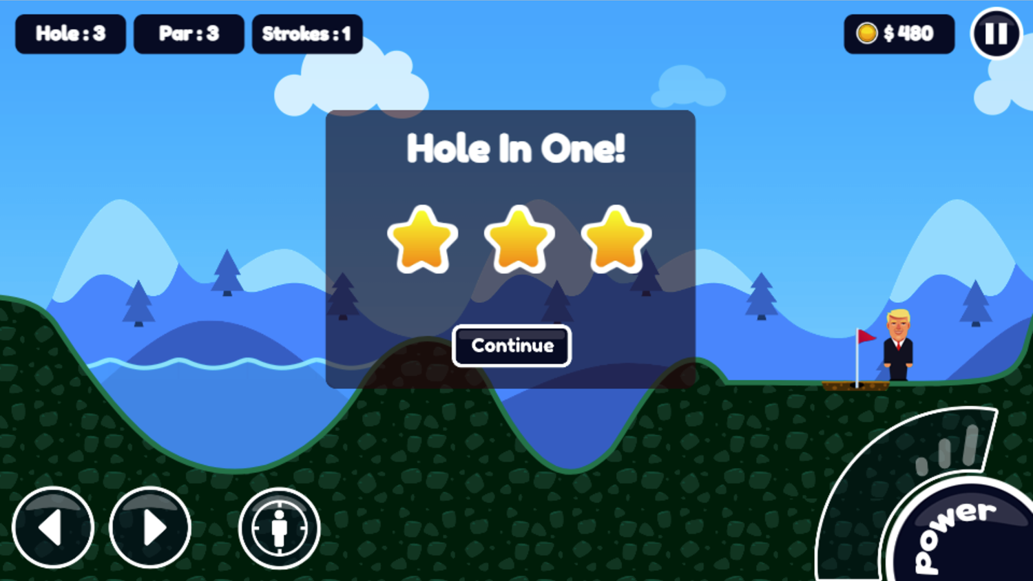 Presidential Golf Game Level Complete Screen Screenshot.