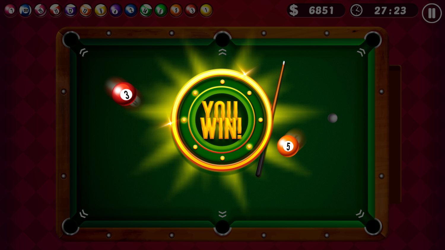 Pro Billiards Game You Win Screenshot.