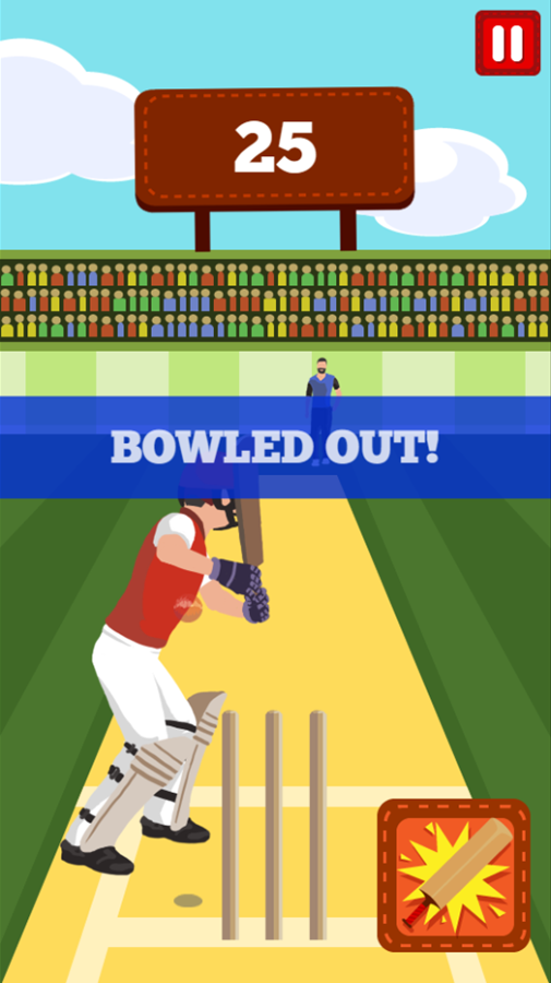 Pro Cricket Champion Game Bowled Out Screen Screenshot.