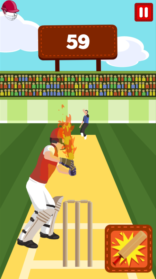 Pro Cricket Champion Game He's On Fire Hot Batter Screenshot.