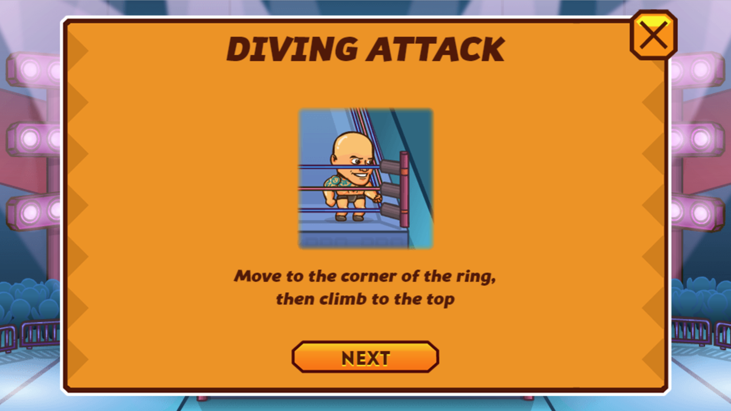 Pro Wrestling Action Game Rope Climbing Instructions Screen Screenshot.