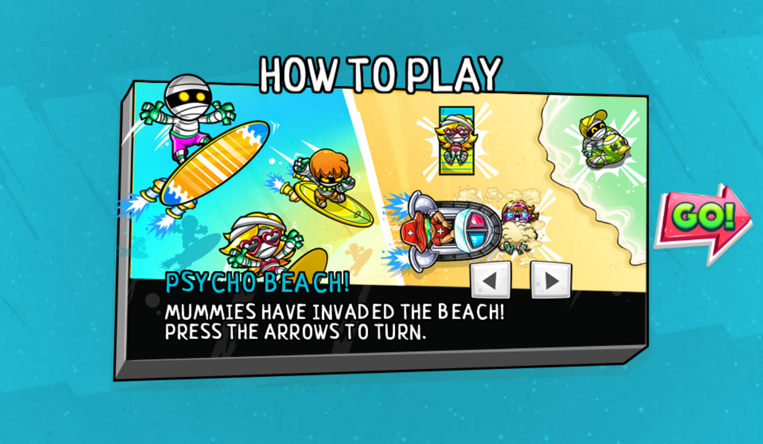 Psycho Beach Mummies Game How To Play Screenshot.