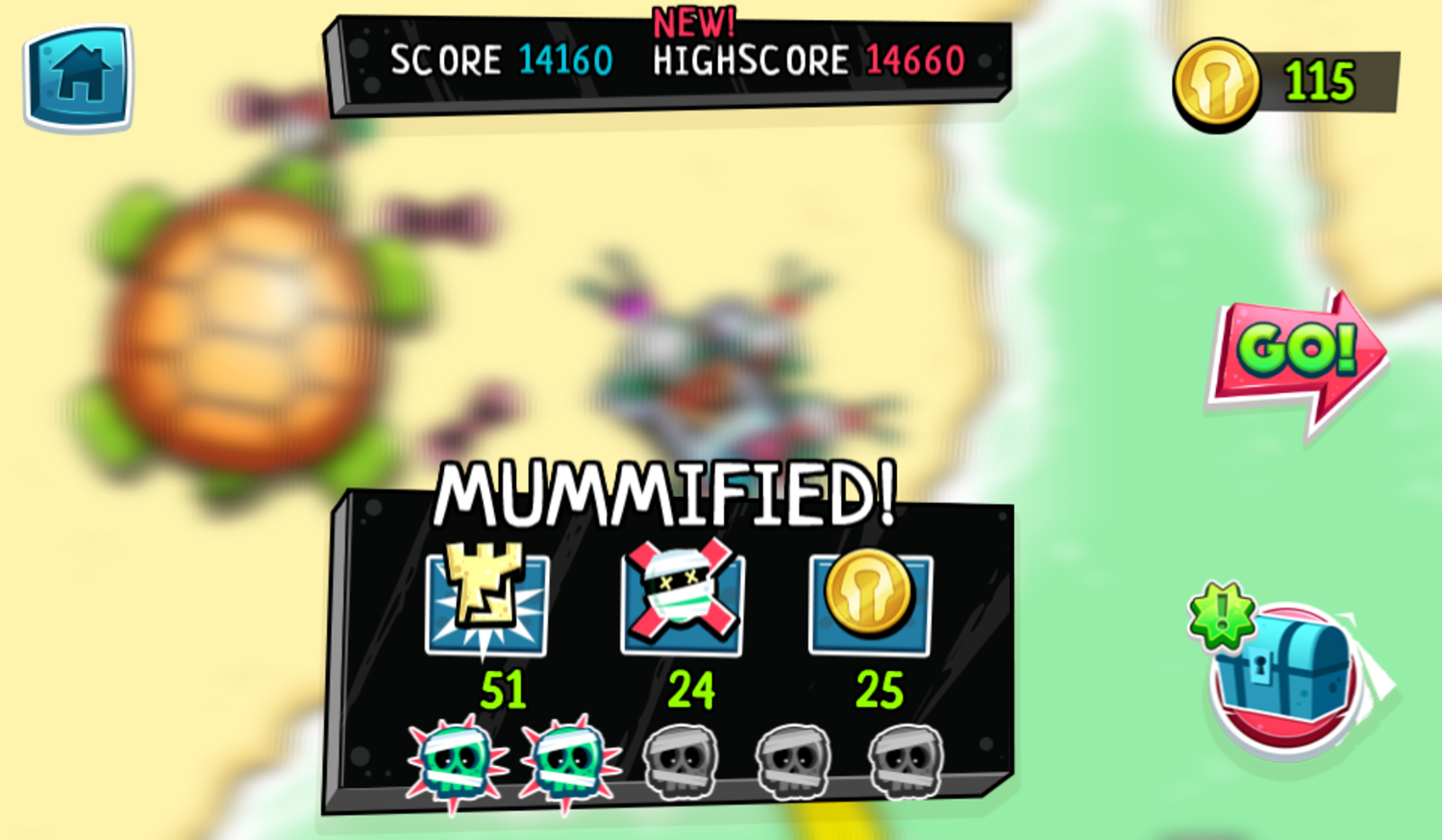 Psycho Beach Mummies Game Result Screenshot.