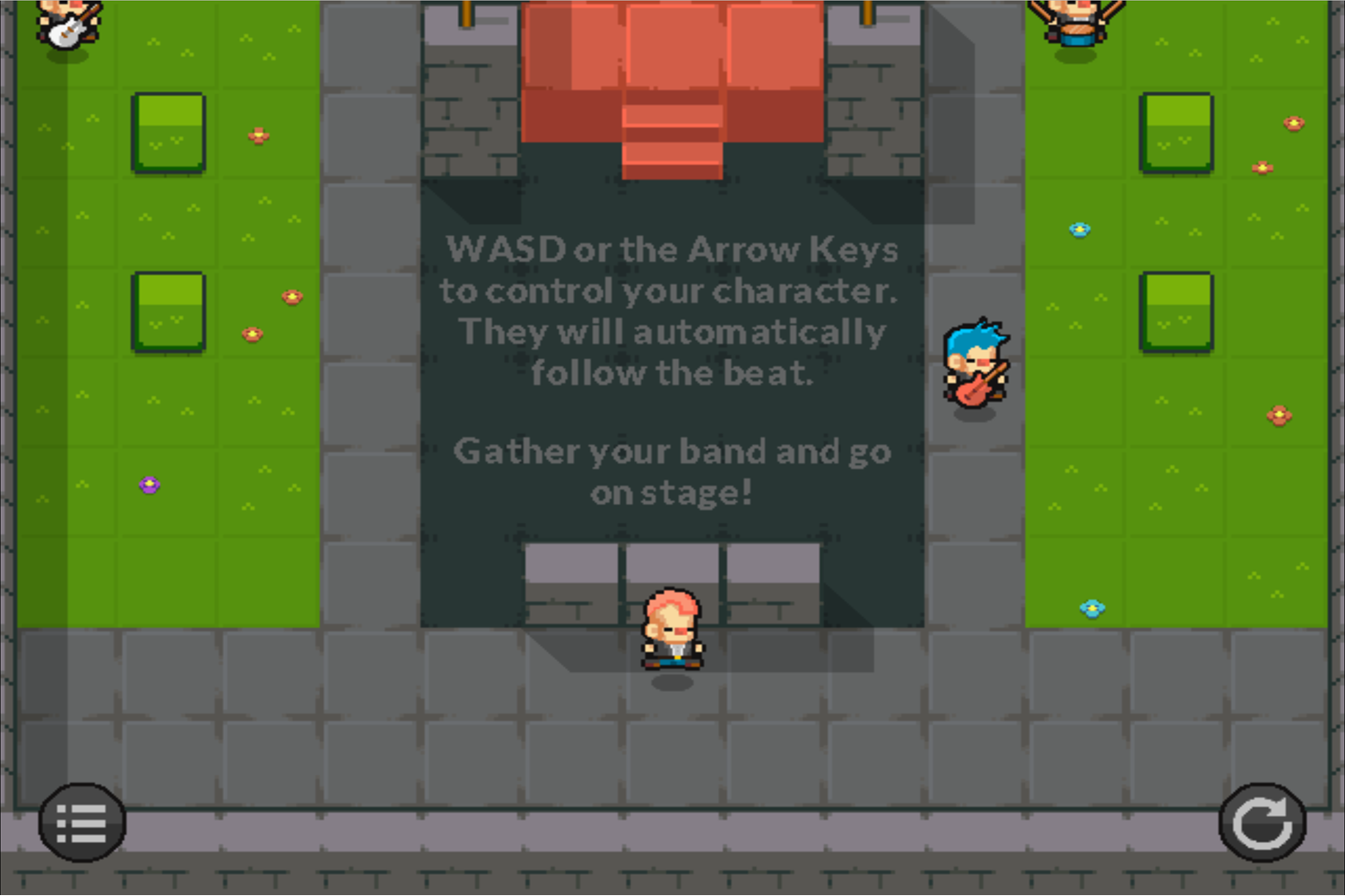 PunkRow Game Movement Instructions Screenshot.