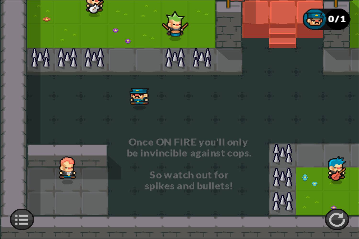 PunkRow Game Obstacles Instructions Screenshot.