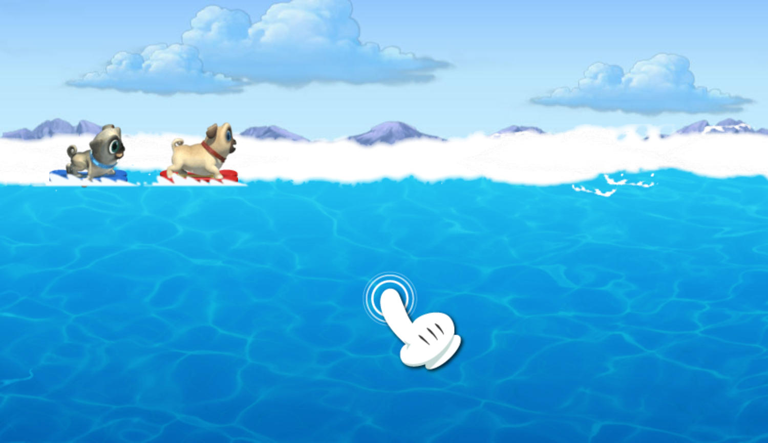 Puppy Dog Pals Pups on a Mission Game Surfin Pups Screenshot.