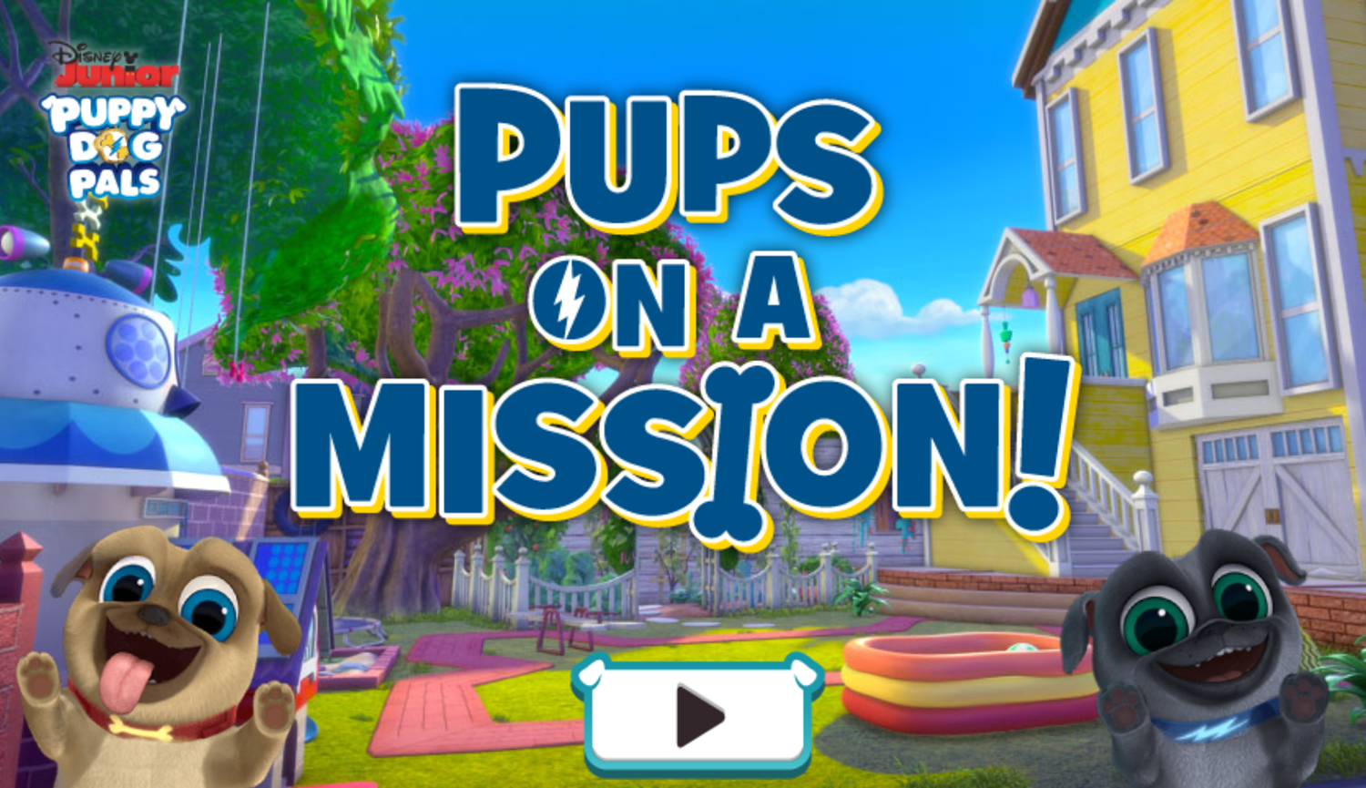 Puppy Dog Pals Pups on a Mission Game Welcome Screen Screenshot.