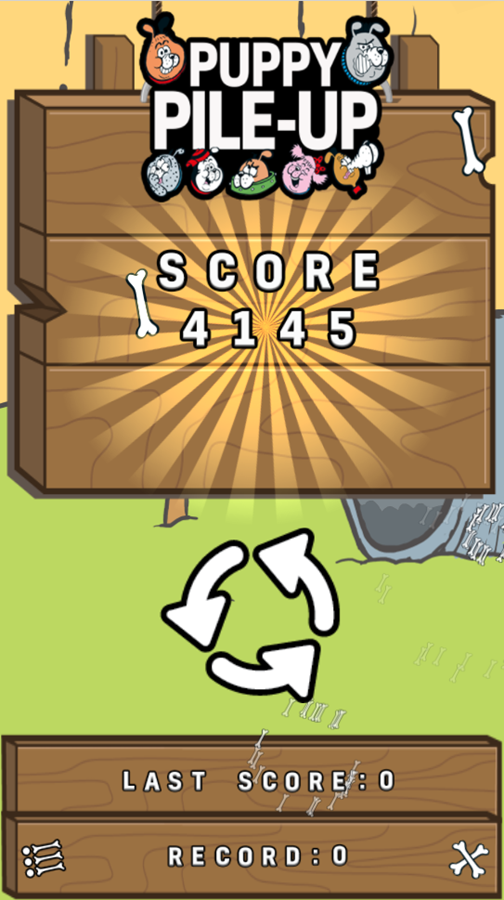 Puppy Pile Up Game Score Screenshot.