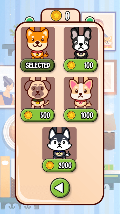 Puppy Sling Game Dog Store Screen Screenshot.