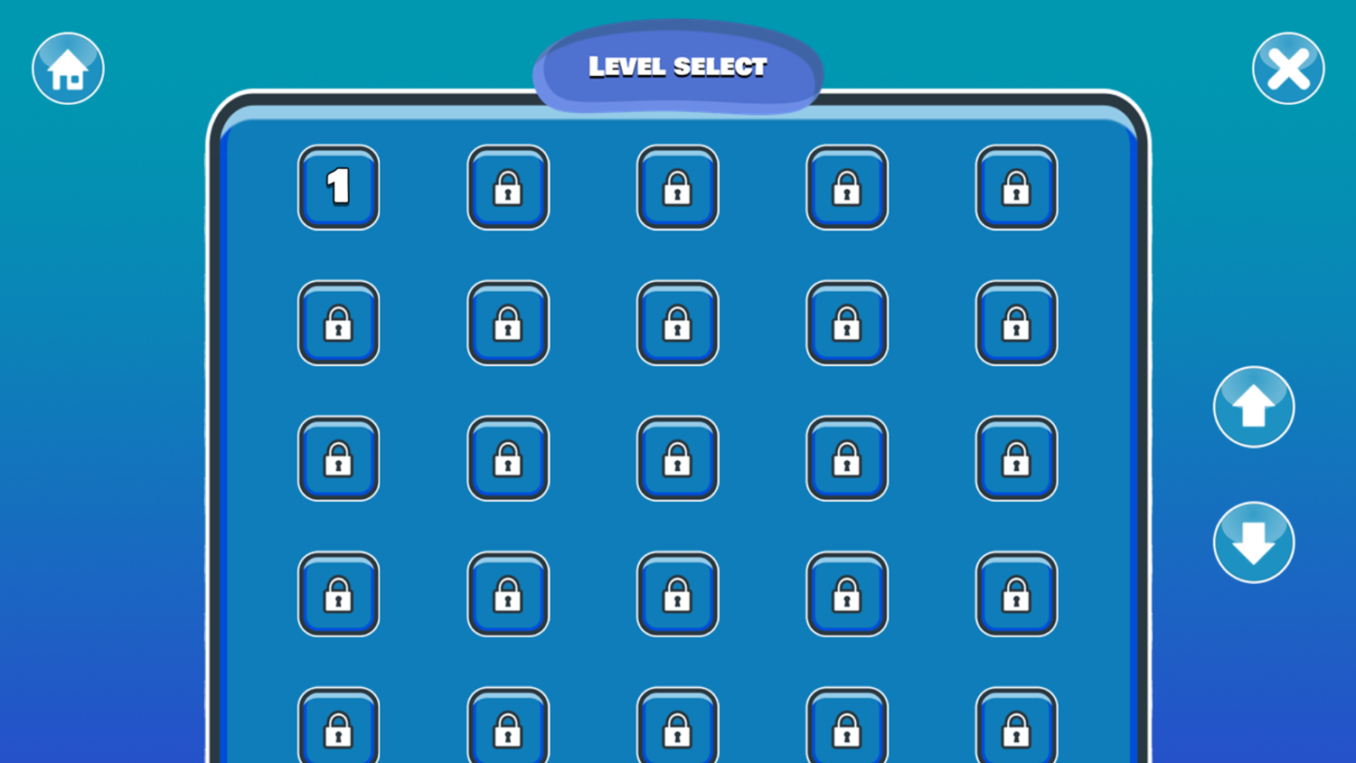 Pushing Blocks Game Level Select Screenshot.