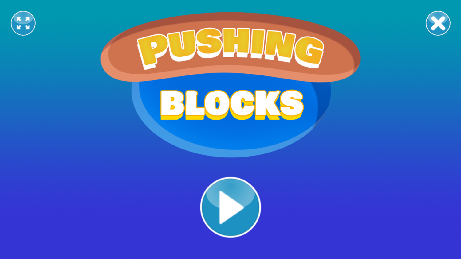 Pushing Blocks Game Welcome Screen Screenshot.