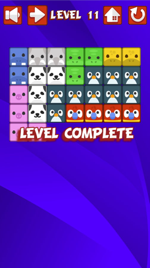 Puzzle Animal Mania Game Level Complete Screen Screenshot.