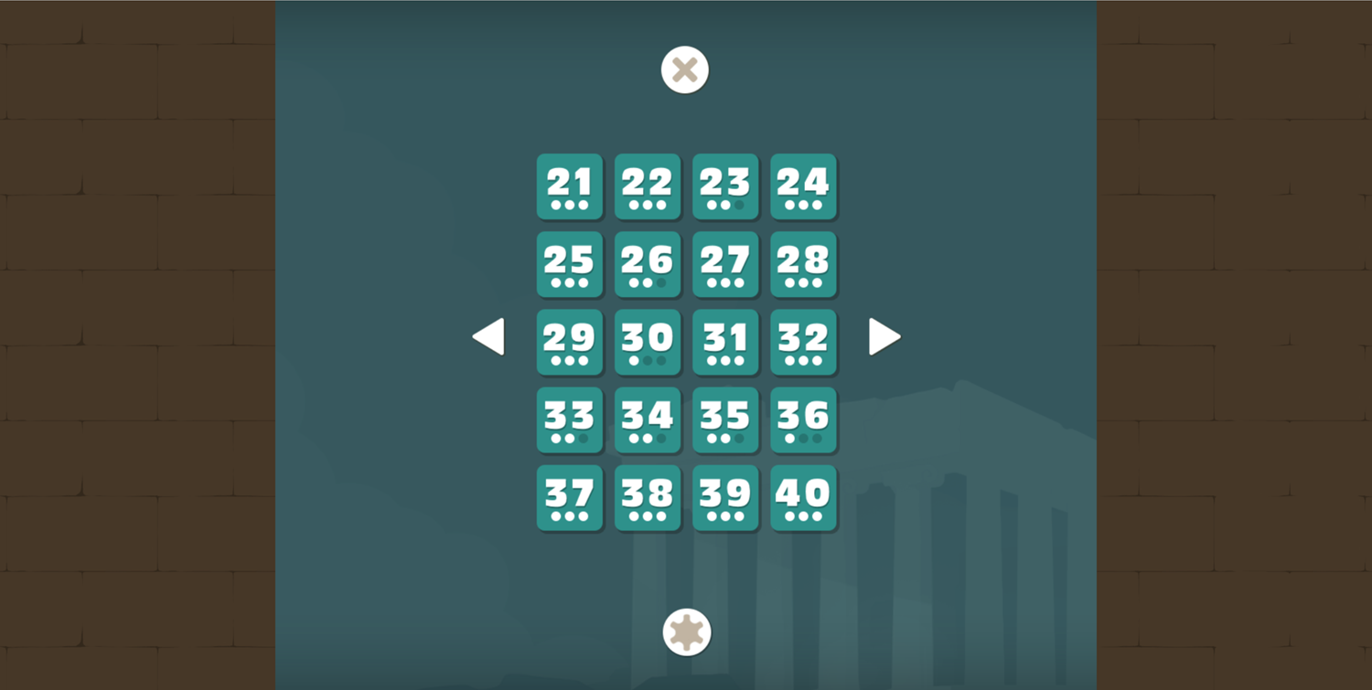 Puzzle Blocks Ancient Greece Level Select Screen Screenshot.