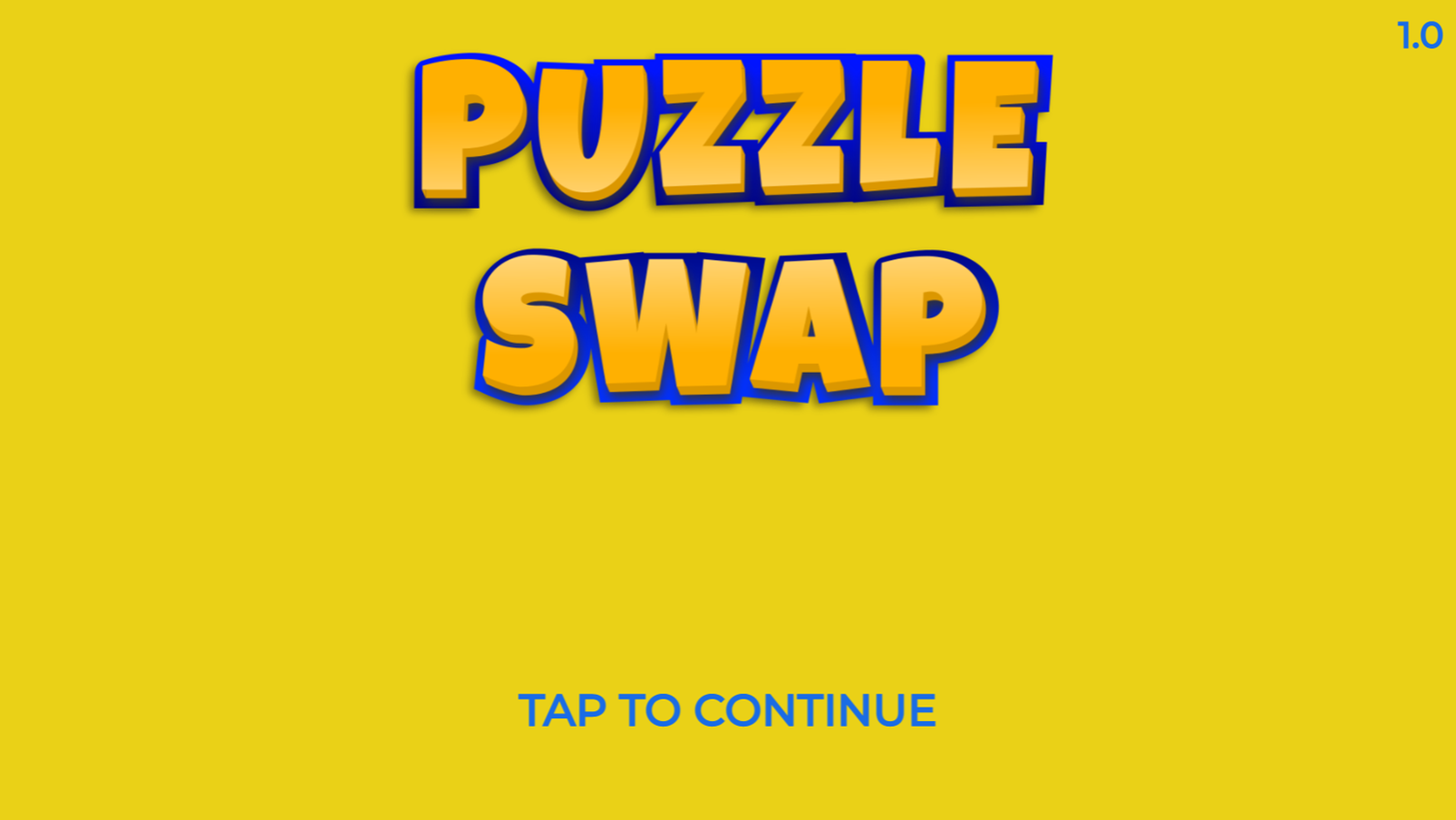 Puzzle Swap Game Welcome Screen Screenshot.