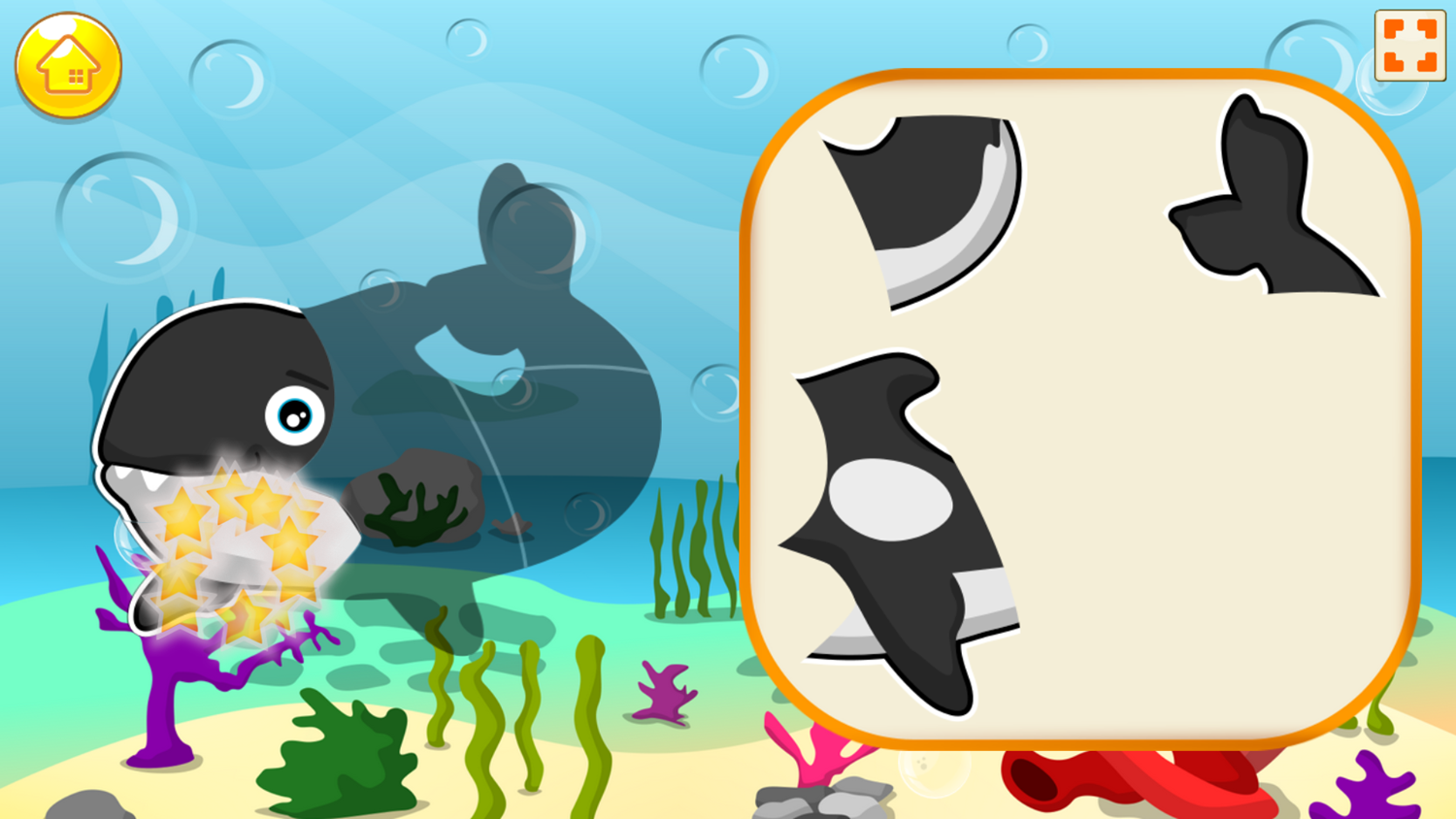 Puzzle Time Sea Creatures Game Level Play Screenshot.