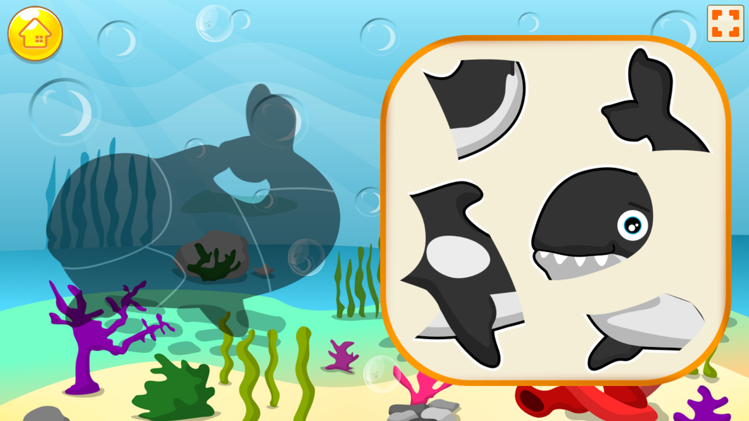 Puzzle Time Sea Creatures Game Level Start Screenshot.