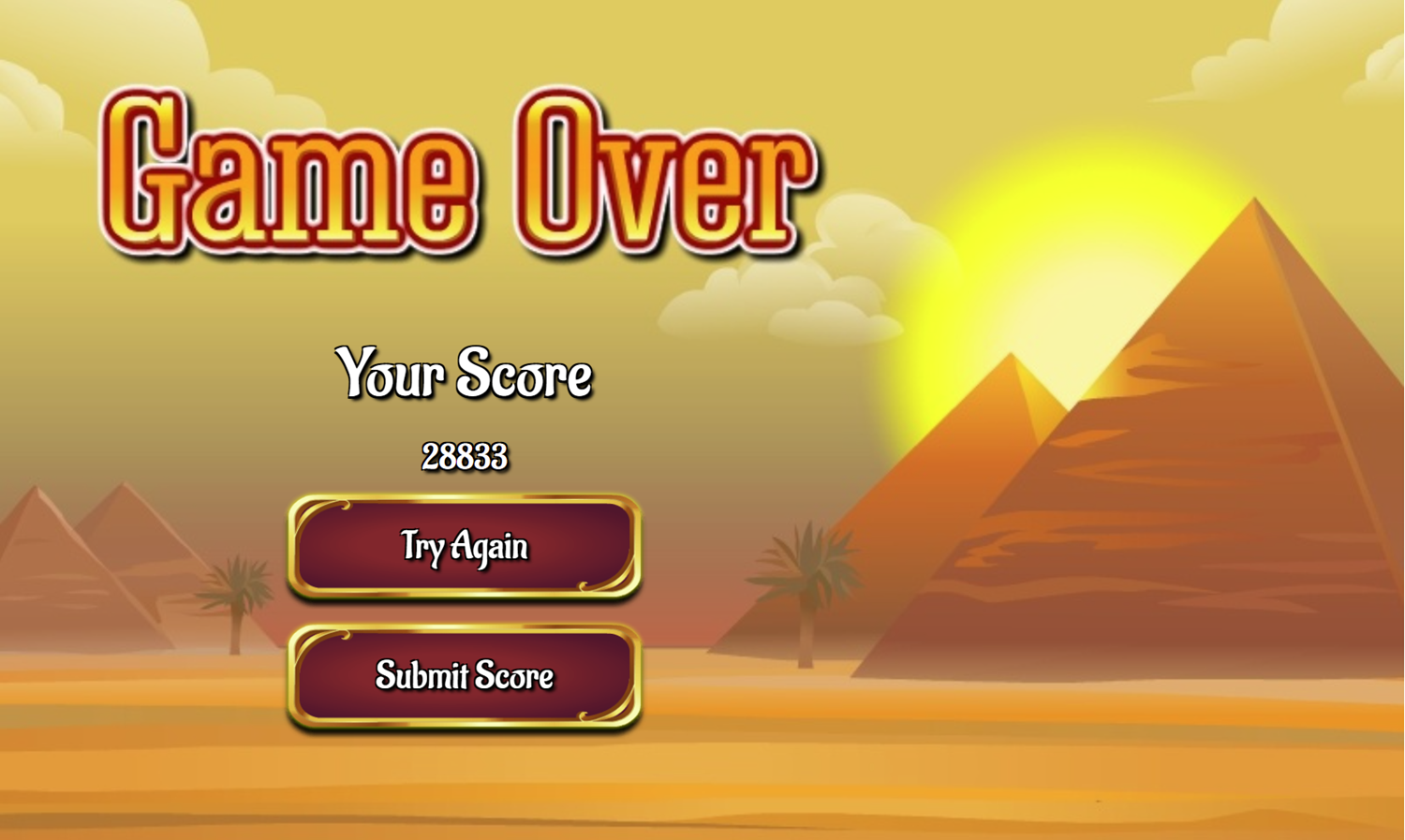 Pyramid Klondike Solitaire Game Over Screenshot.