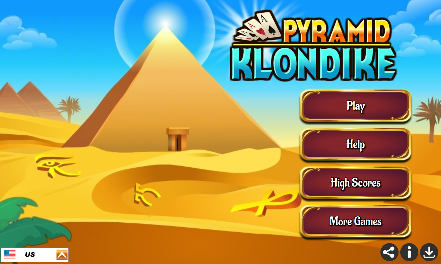 Pyramid Klondike Solitaire Game Welcome Screen Screenshot.