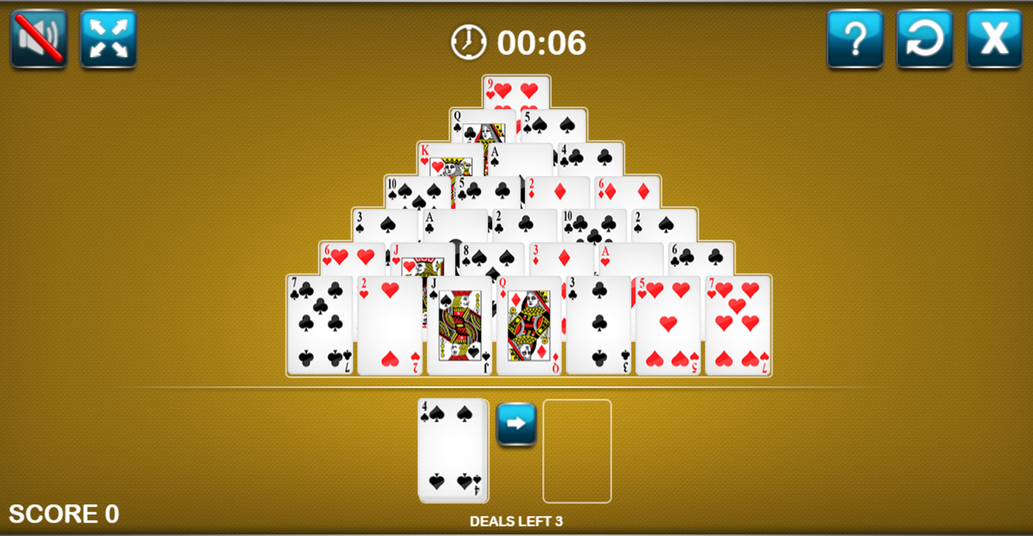 Pyramid Solitaire Game Screenshot.