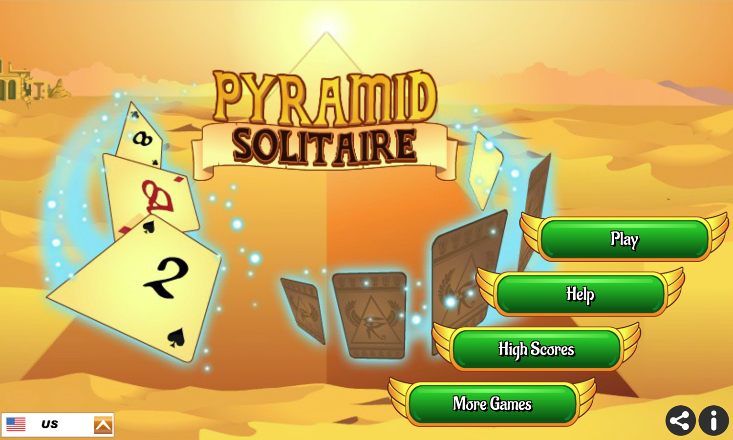 Pyramid Solitaire Game Welcome Screen Screenshot.