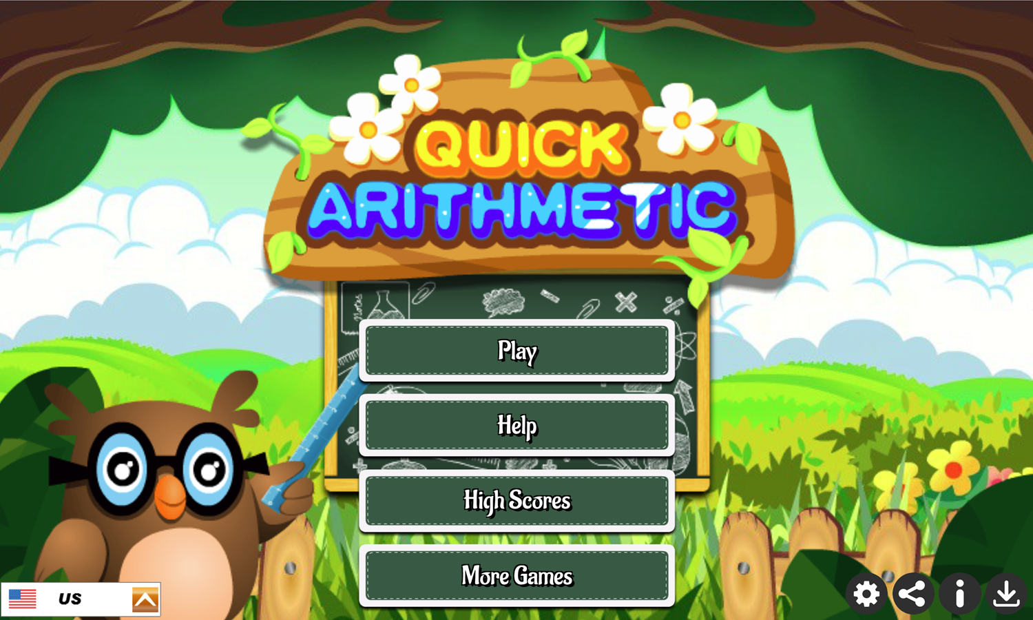 Quick Arithmetic Game Welcome Screen Screenshot.