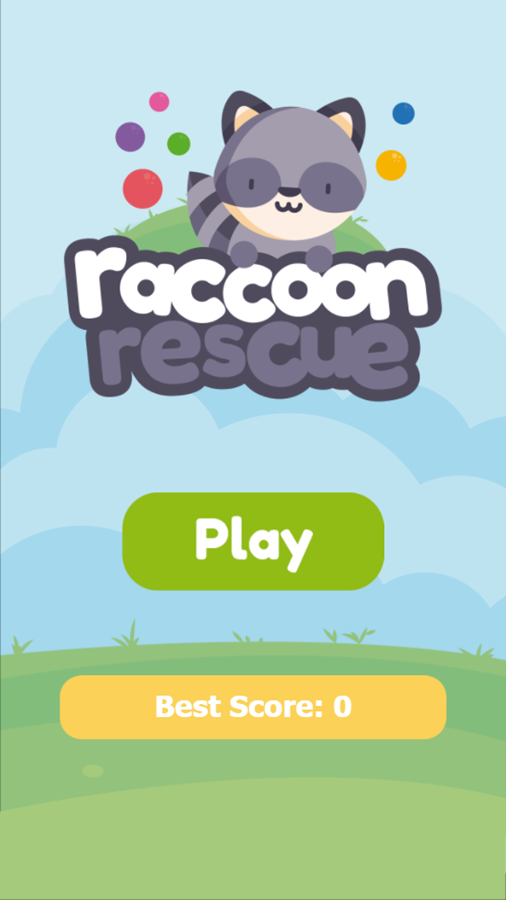 Raccoon Rescue Game Welcome Screen Screenshot.