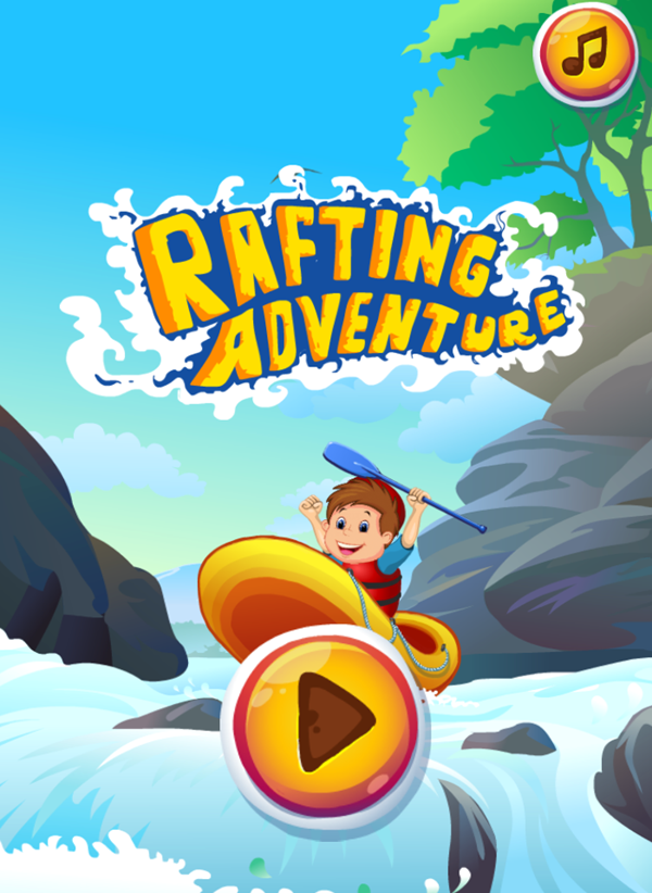Rafting Adventure Game Welcome Screen Screenshot.