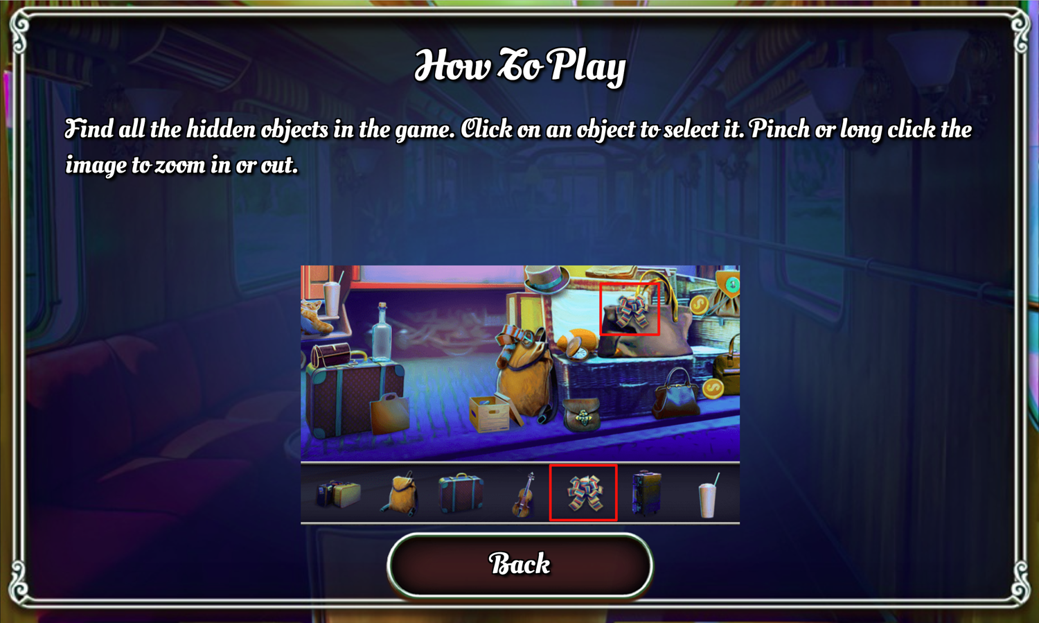 Railway Mysteries Game How to Play Screen Screenshot.