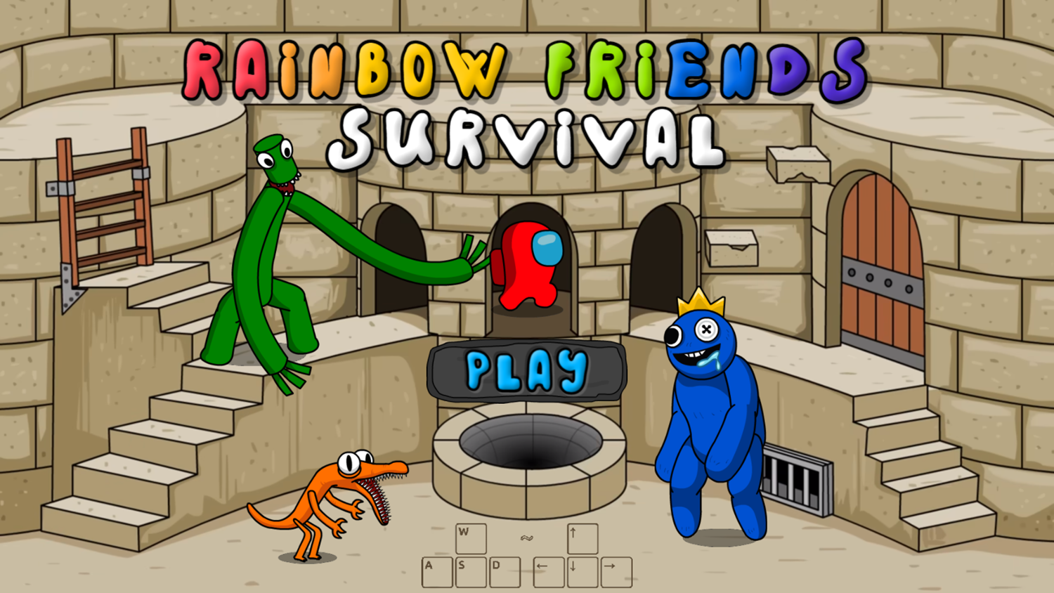 Rainbow Friends Survival Game Welcome Screen Screenshot.