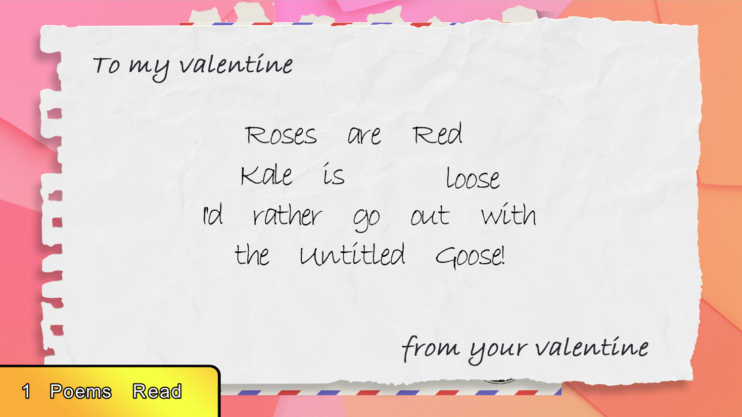 Random Valentine Generator Gameplay Screenshot.