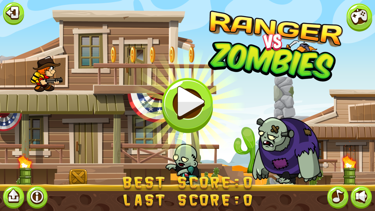 Ranger vs Zombies Game Welcome Screen Screenshot.