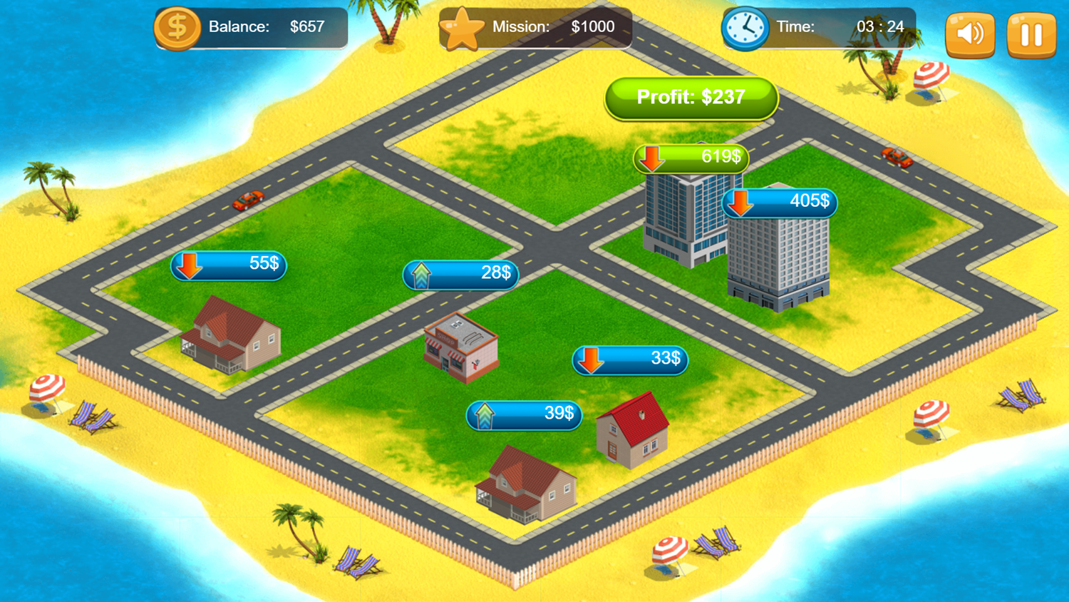 Real Estate Tycoon Game Play Screenshot.