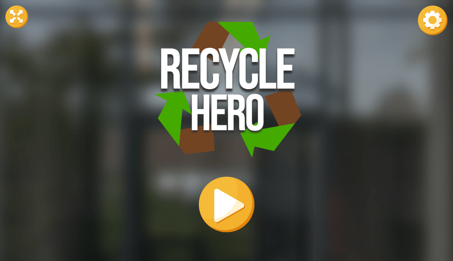 Recycling Hero Game Welcome Screen Screenshot.