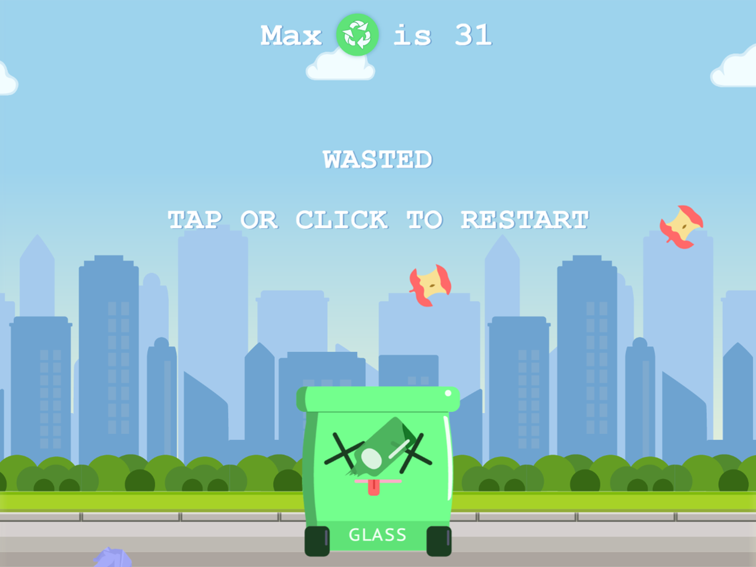 Recycle Waste Game Over Screenshot.